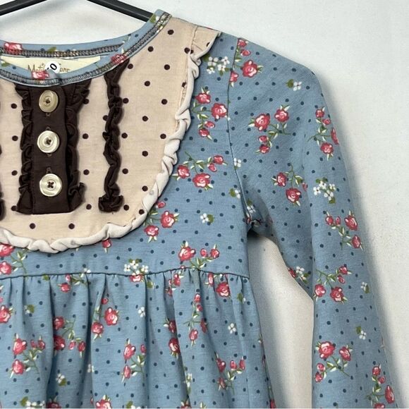 Matilda Jane blue and brown Dottie long sleeve print knit dress EUC - Picture 3 of 12